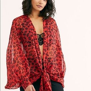 NWOT Free People Leopard Print Kimono